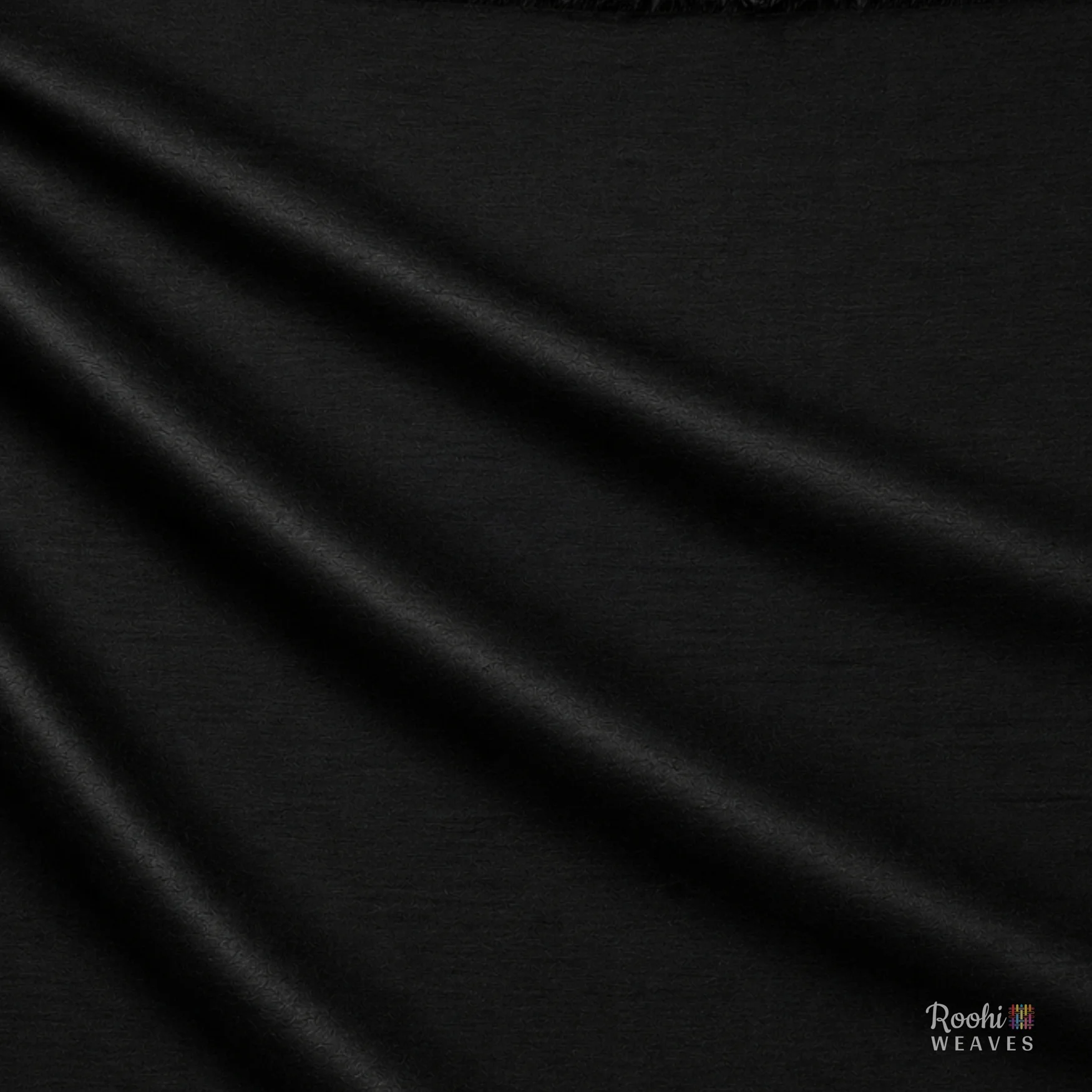''Black Dupion Fabric - Roohi Weaves''>