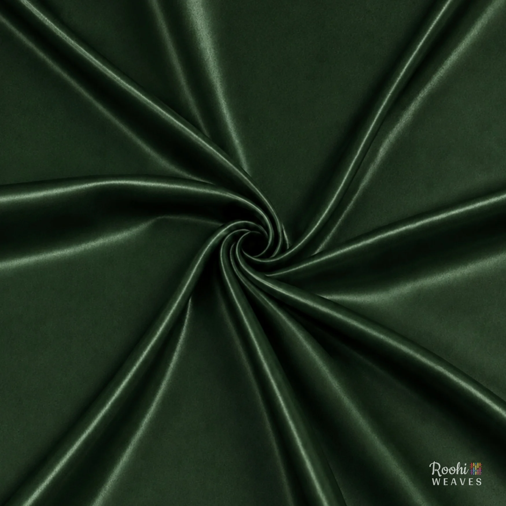 ''Bottle Green Ultra Satin Fabric - Roohi Weaves''>