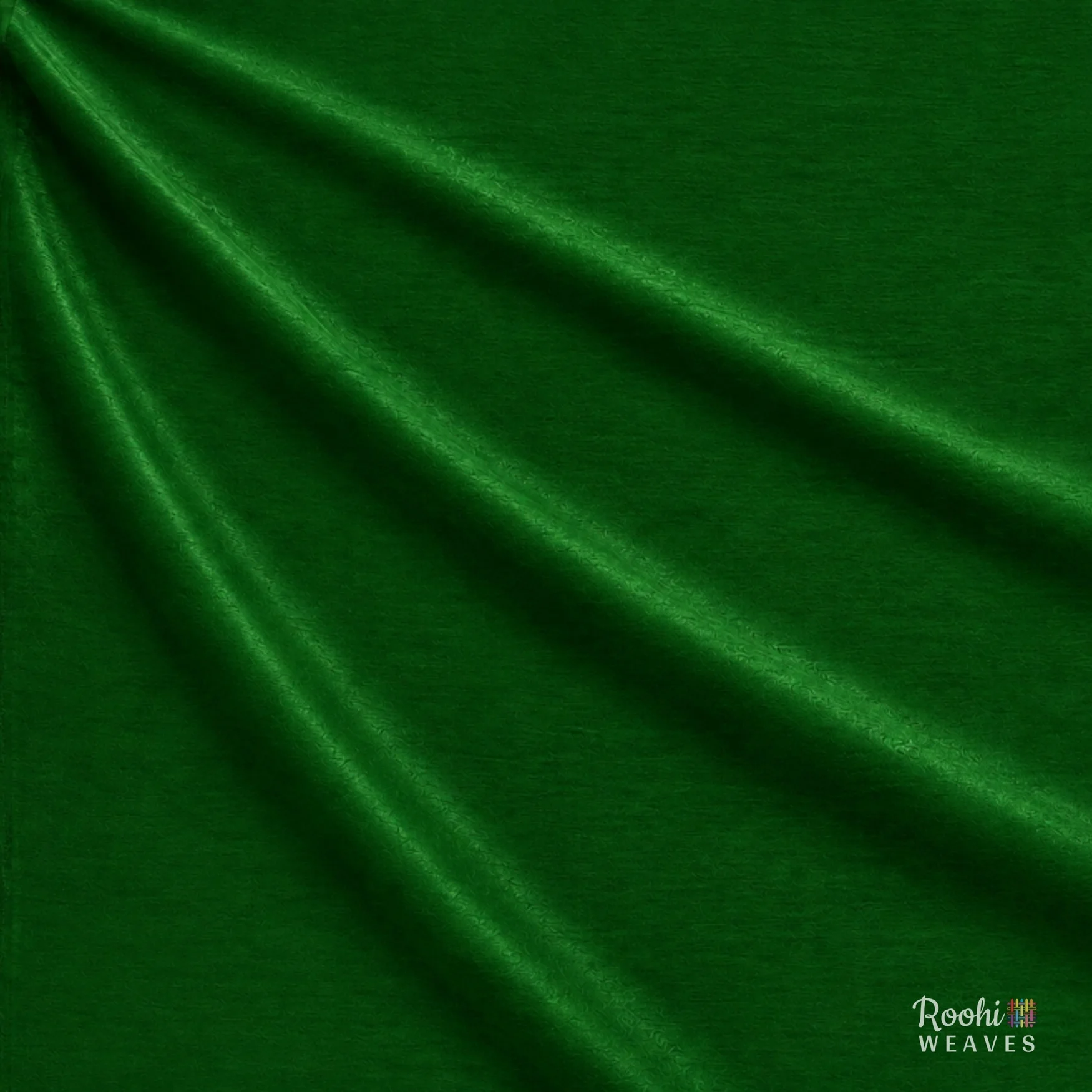 ''Green Dupion Fabric - Roohi Weaves''>
