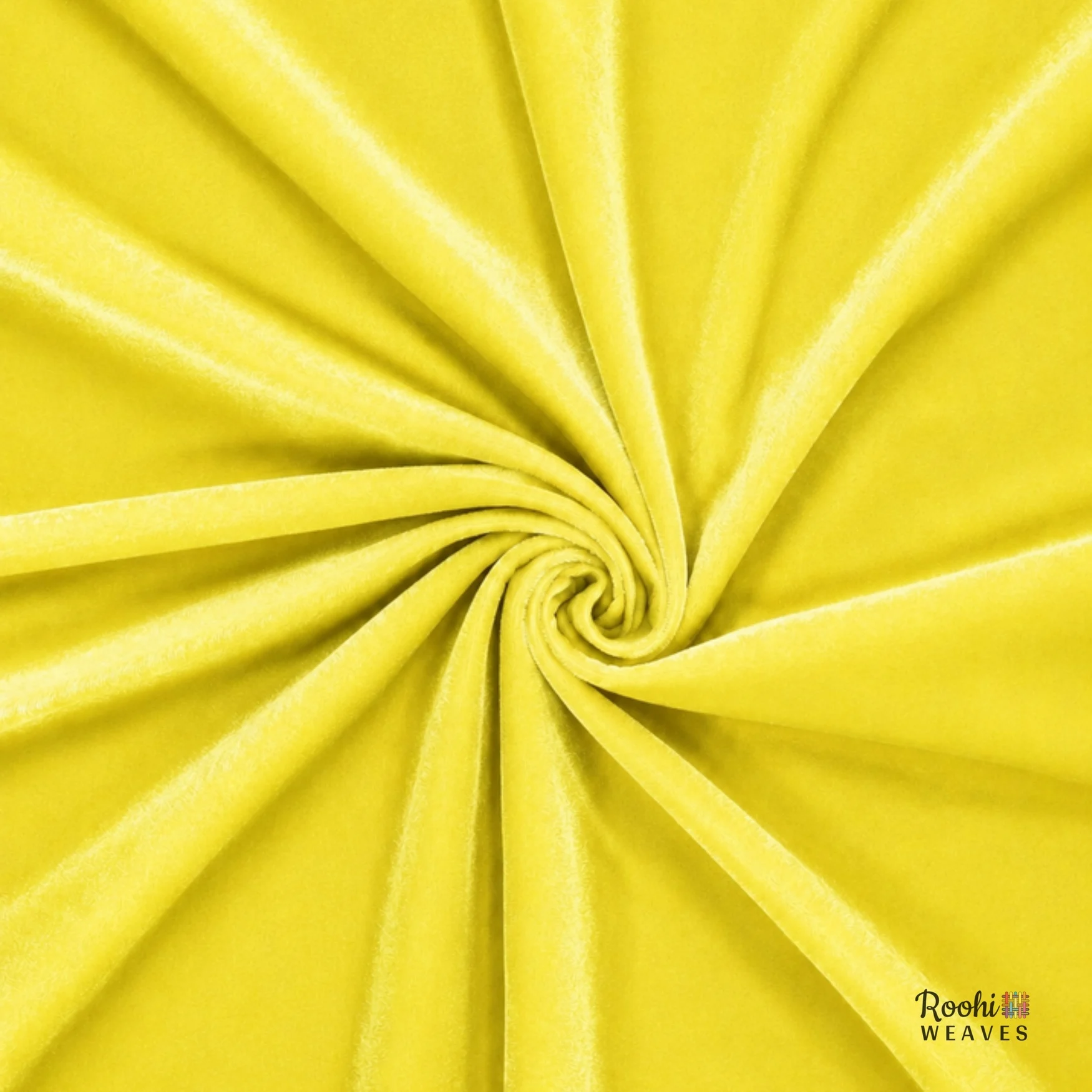 ''Lemon Yellow Velvet Fabric - Roohi Weaves''>