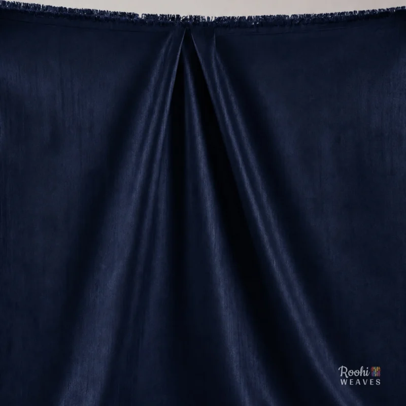 ''Navy Blue Dupion Fabric''>