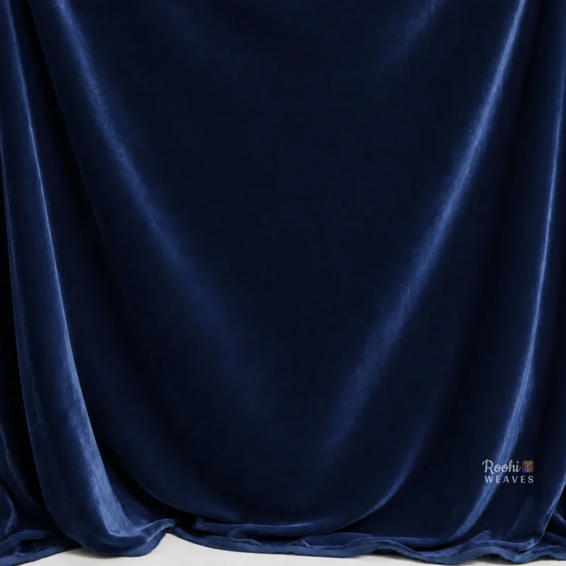''Navy Blue Premium Velvet Fabric''>