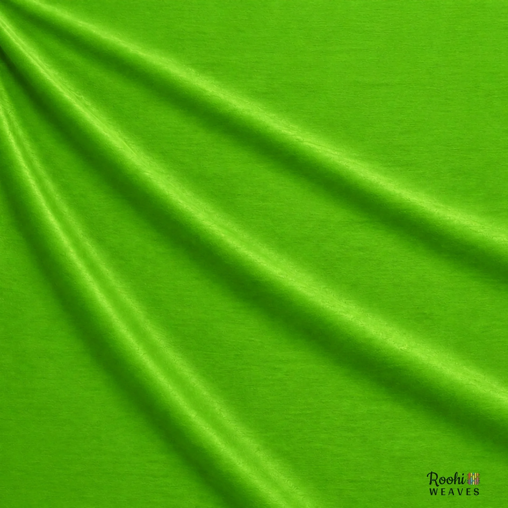 ''Parrot Green Dupion Fabric - Roohi Weaves''>