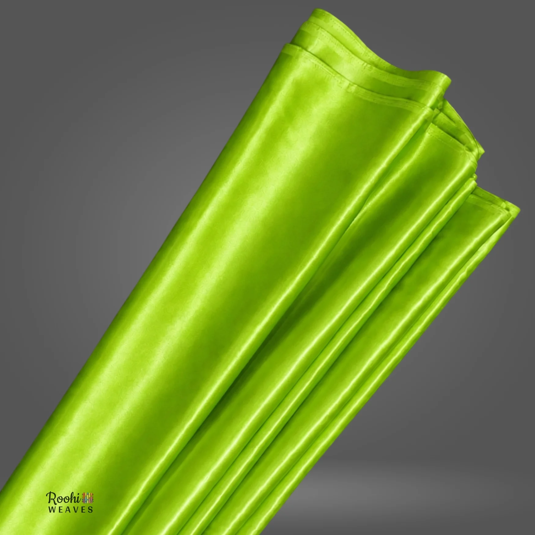 ''Parrot Green Ultra Satin 8 Kg Fabric - Roohi Weaves''>