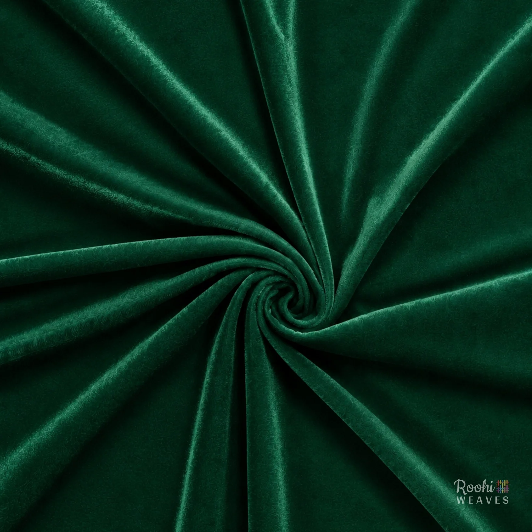 ''Peacock Green Velvet Fabric - Roohi Weaves''>
