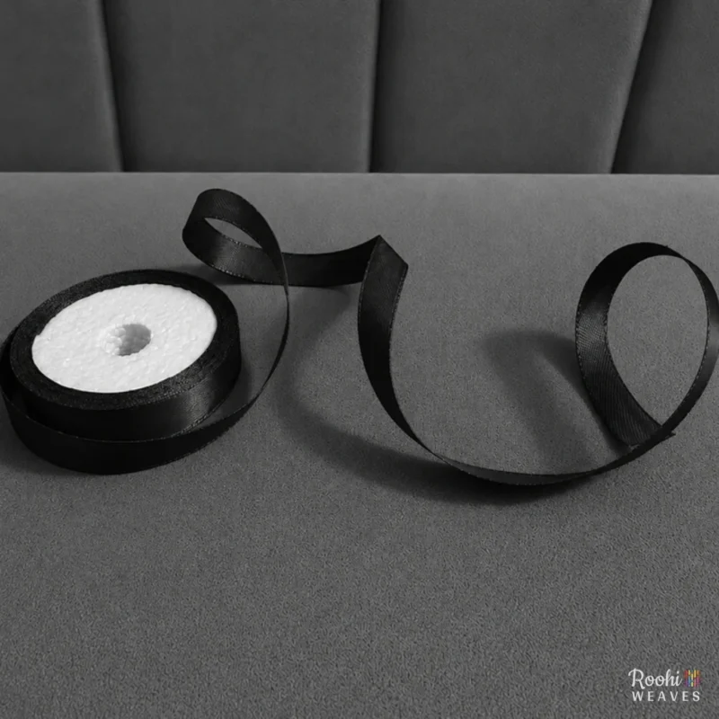 ''Black 0.5 inch mid range satin ribbon''>