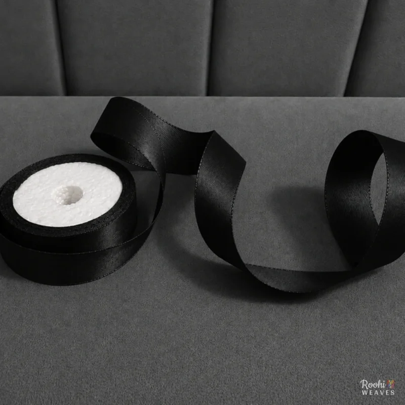 ''Black 1 inch mid range satin ribbon''>