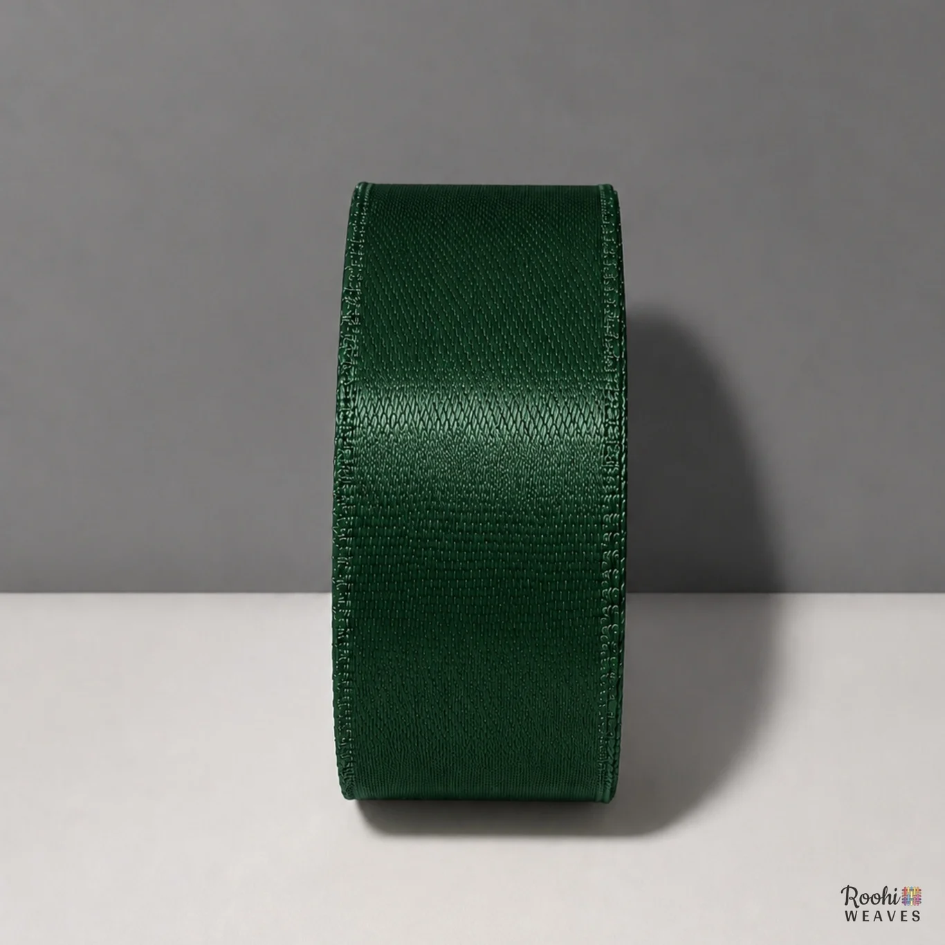 ''Bottle Green 1 inch mid range satin ribbon - roohi weaves''>