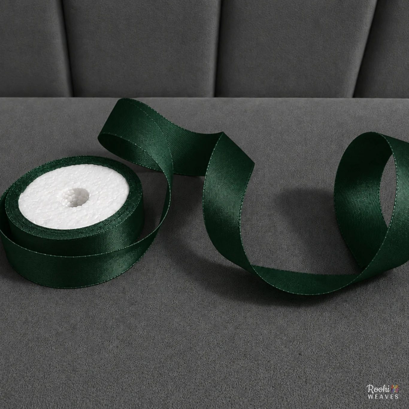 ''Bottle Green 1 inch mid range satin ribbon''>