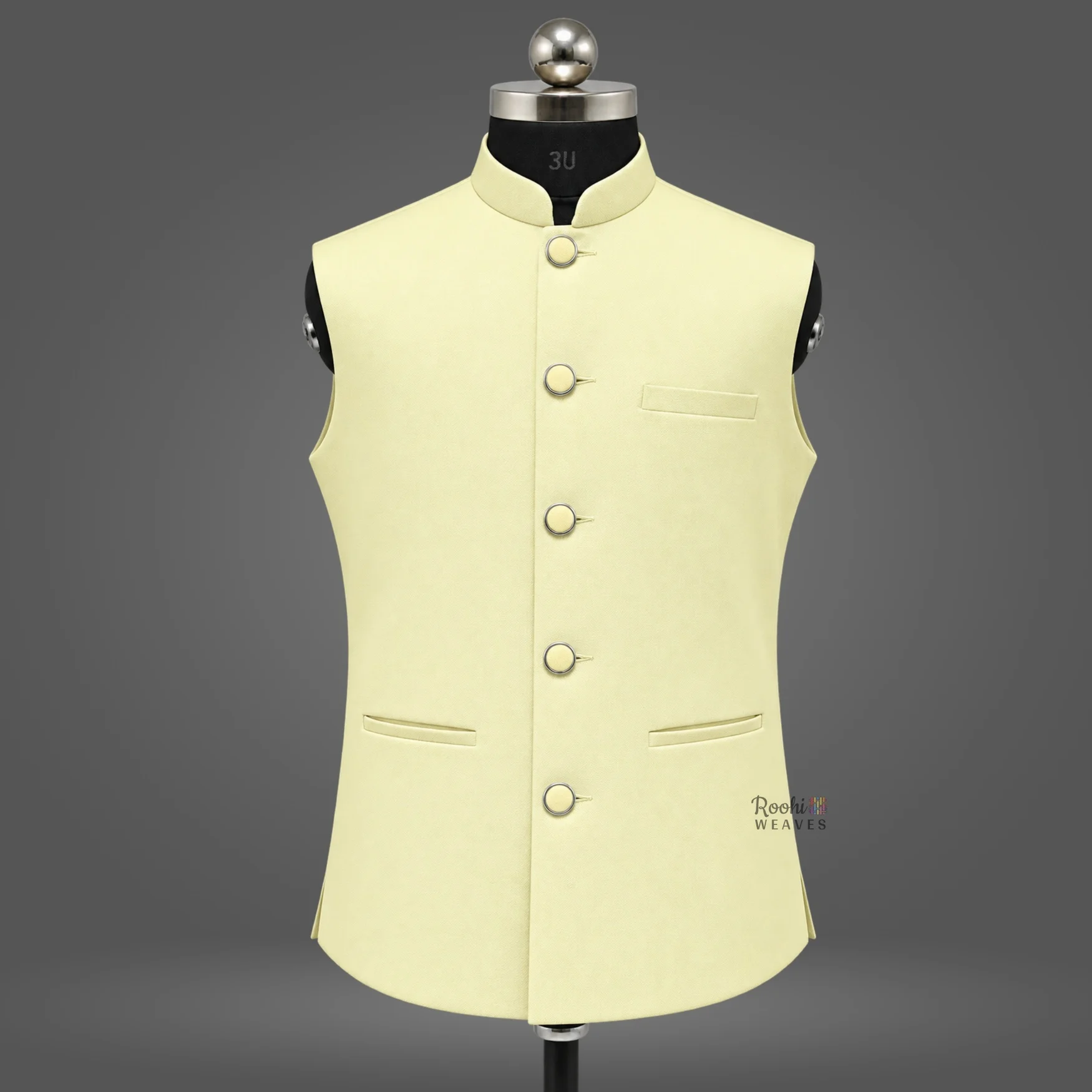 ''Cream Premium Nehru Jacket''>