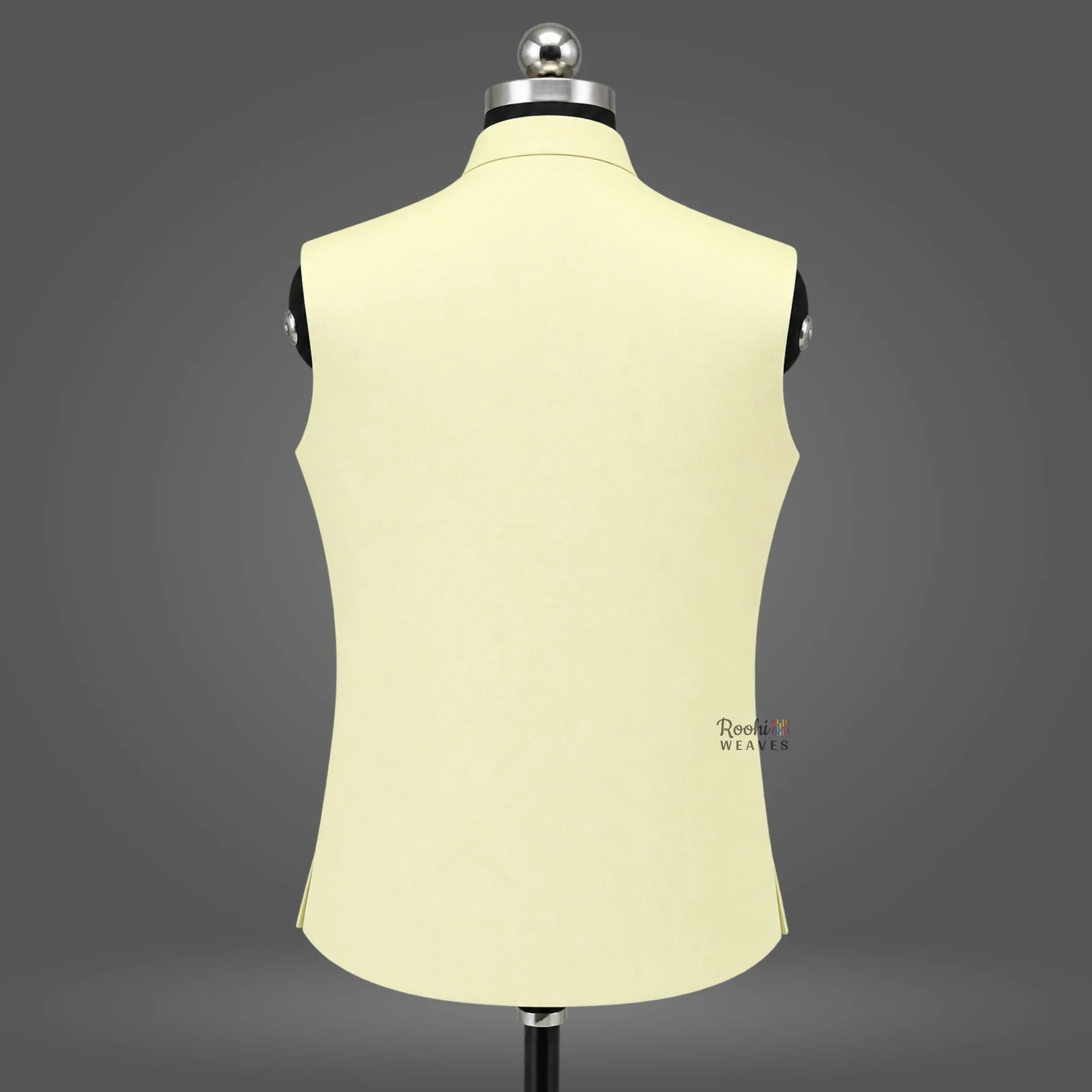 ''Cream Solid Nehru Jacket''>