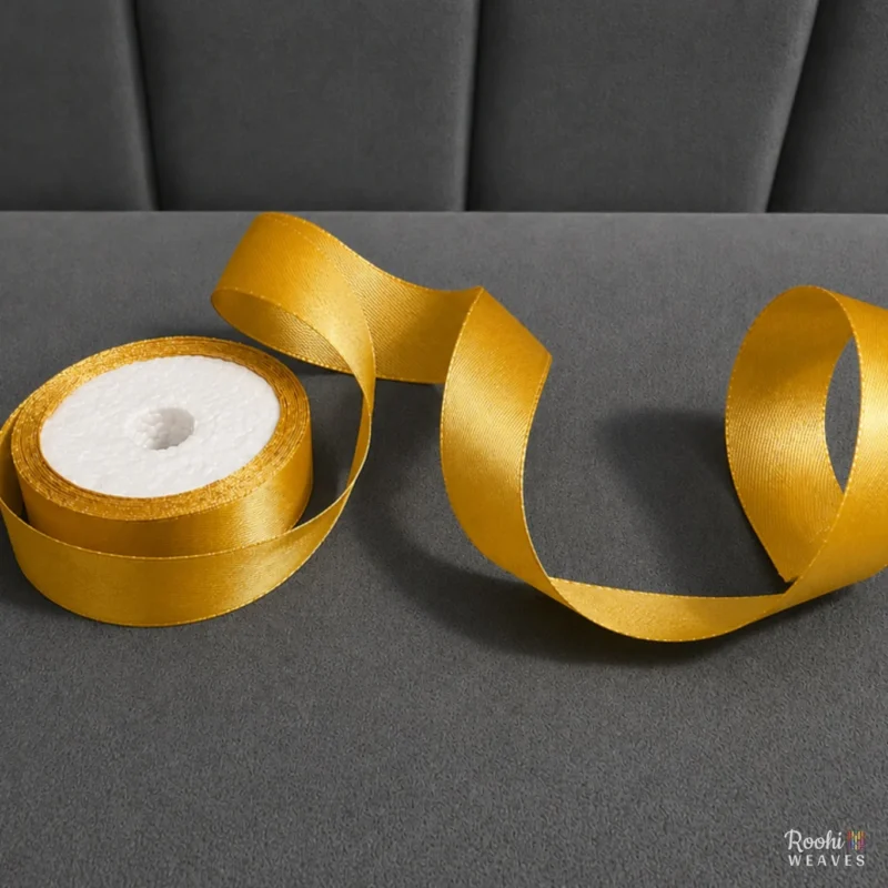 ''Golden 1 inch mid range satin ribbon''>