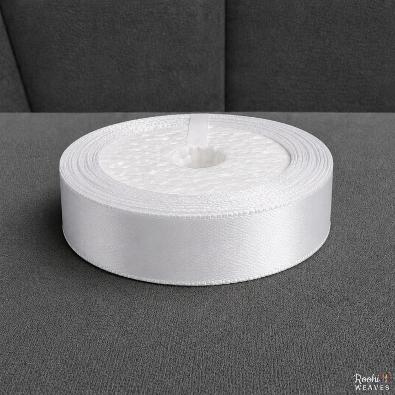 White 1 Inch Satin Ribbon – 9 Meter Roll - Image 2