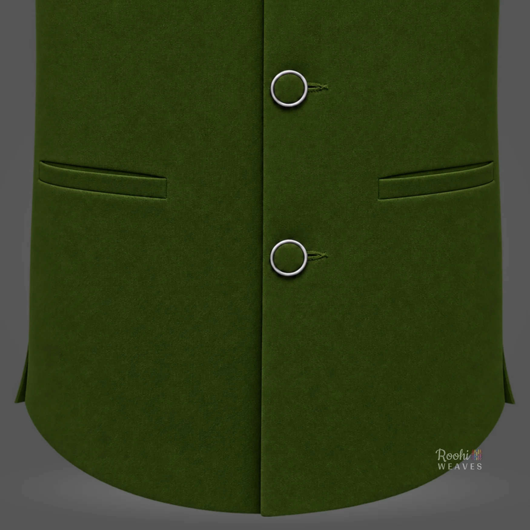 ''Olive Green Nehru Jacket''>