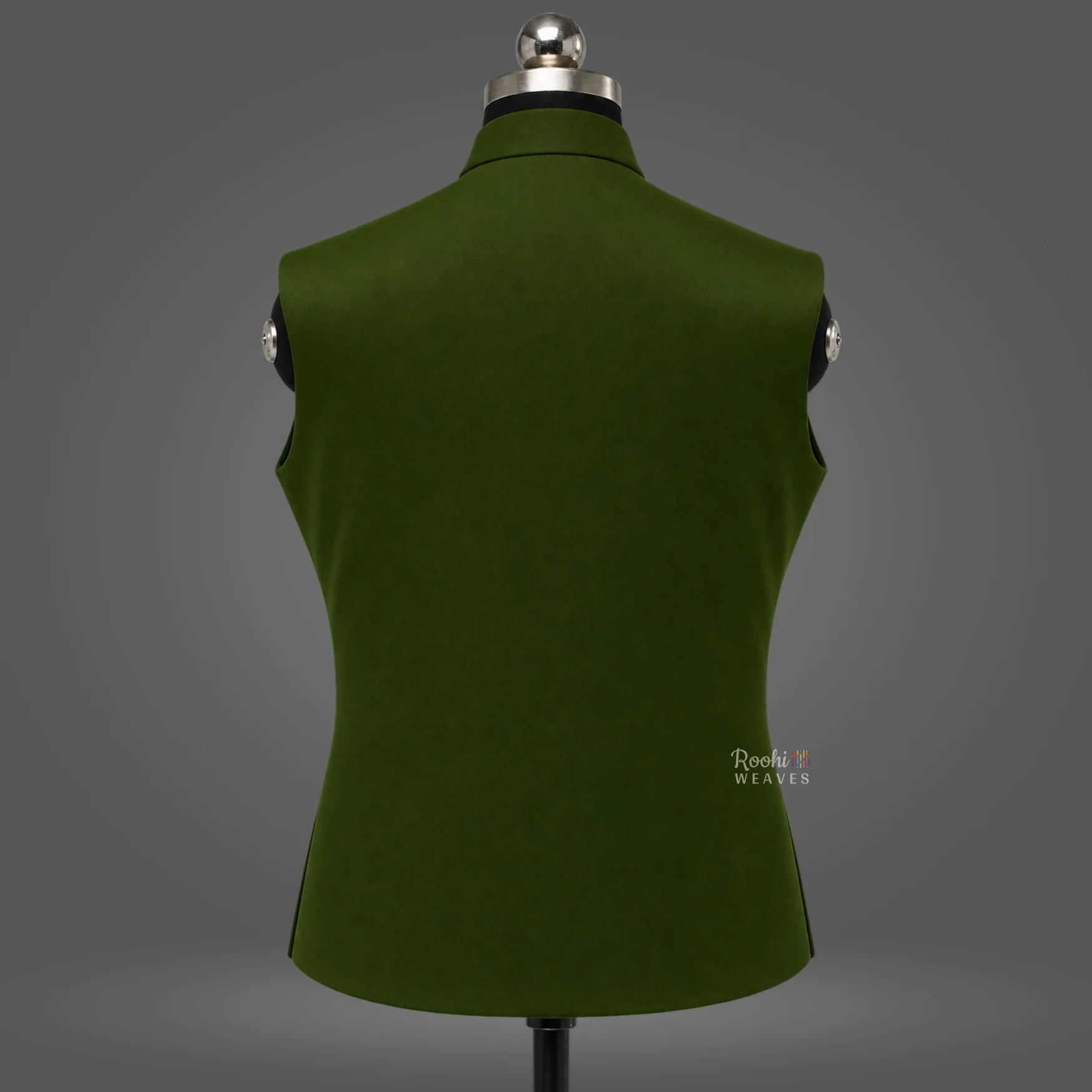 Olive Green Premium Nehru Jacket – Classic Modi Jacket - Image 2