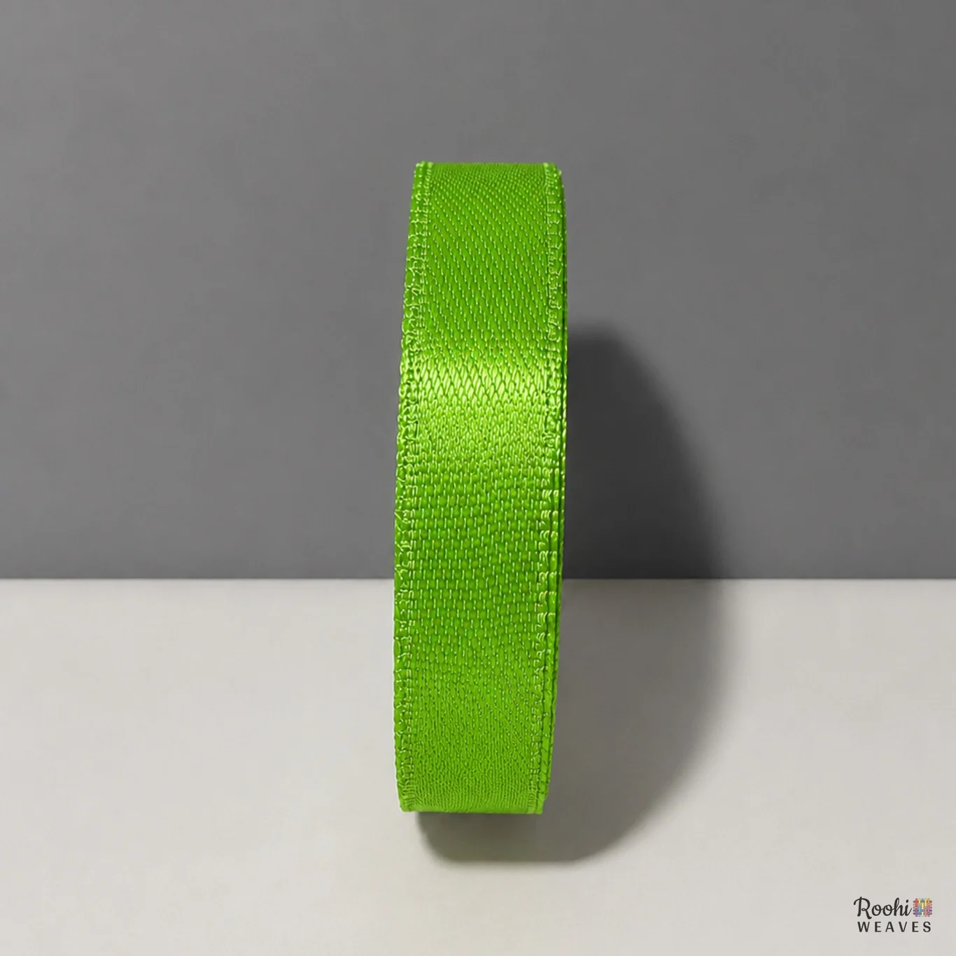 ''Parrot Green 0.5 Inch Mid Range Satin Ribbon - Roohi Weaves''>