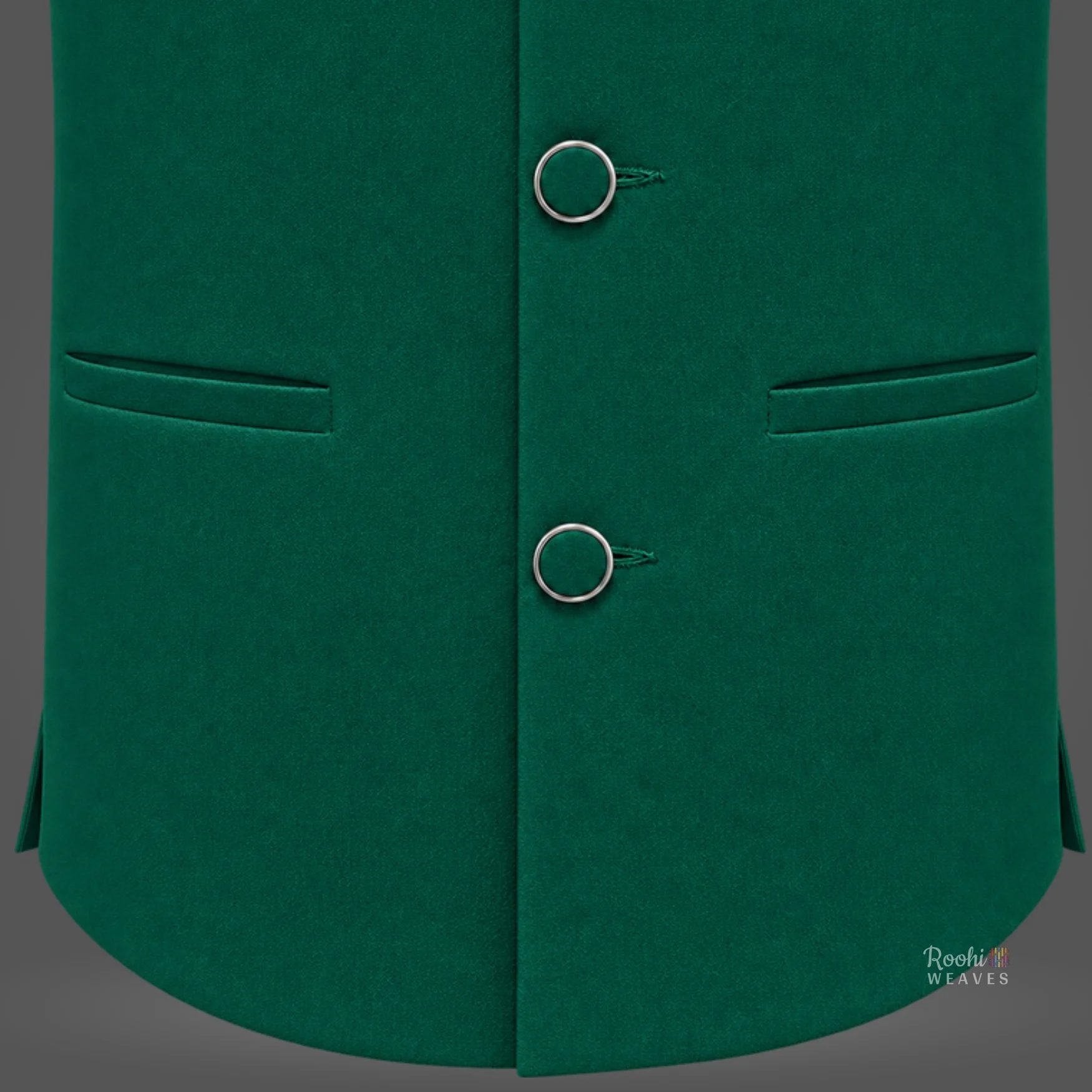 Peacock Green Premium Nehru Jacket – Classic Modi Jacket - Image 4