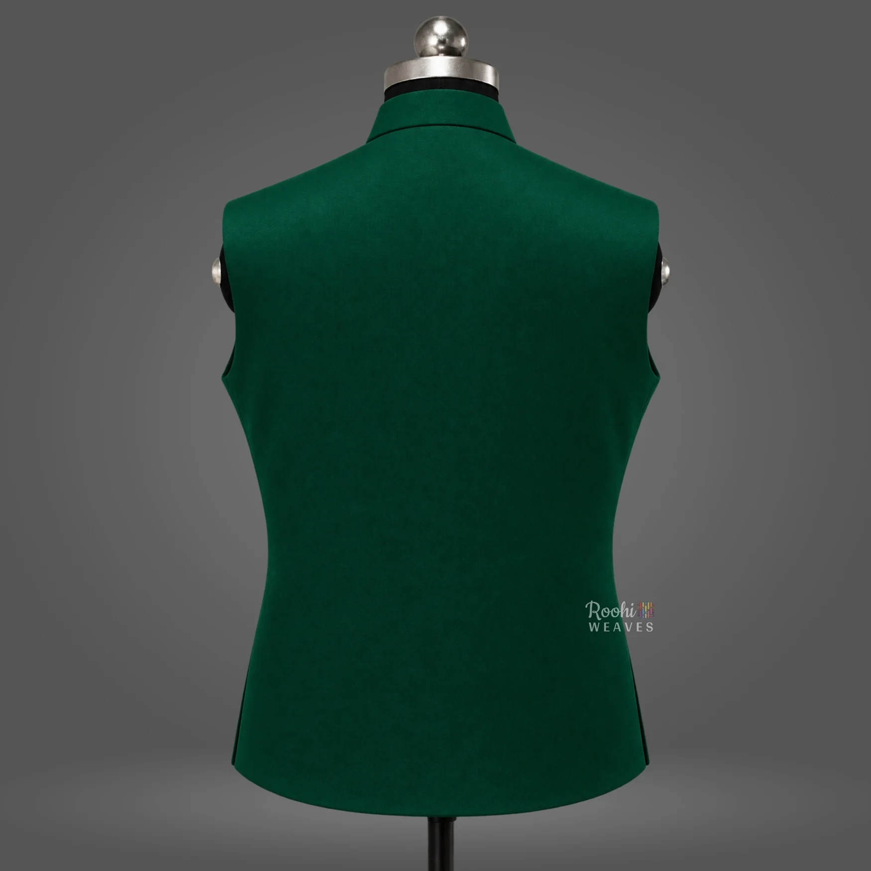 Peacock Green Premium Nehru Jacket – Classic Modi Jacket - Image 2