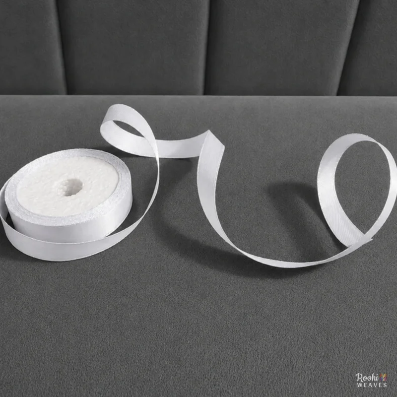 ''White 0.5 Inch Mid Range Satin Ribbon''>