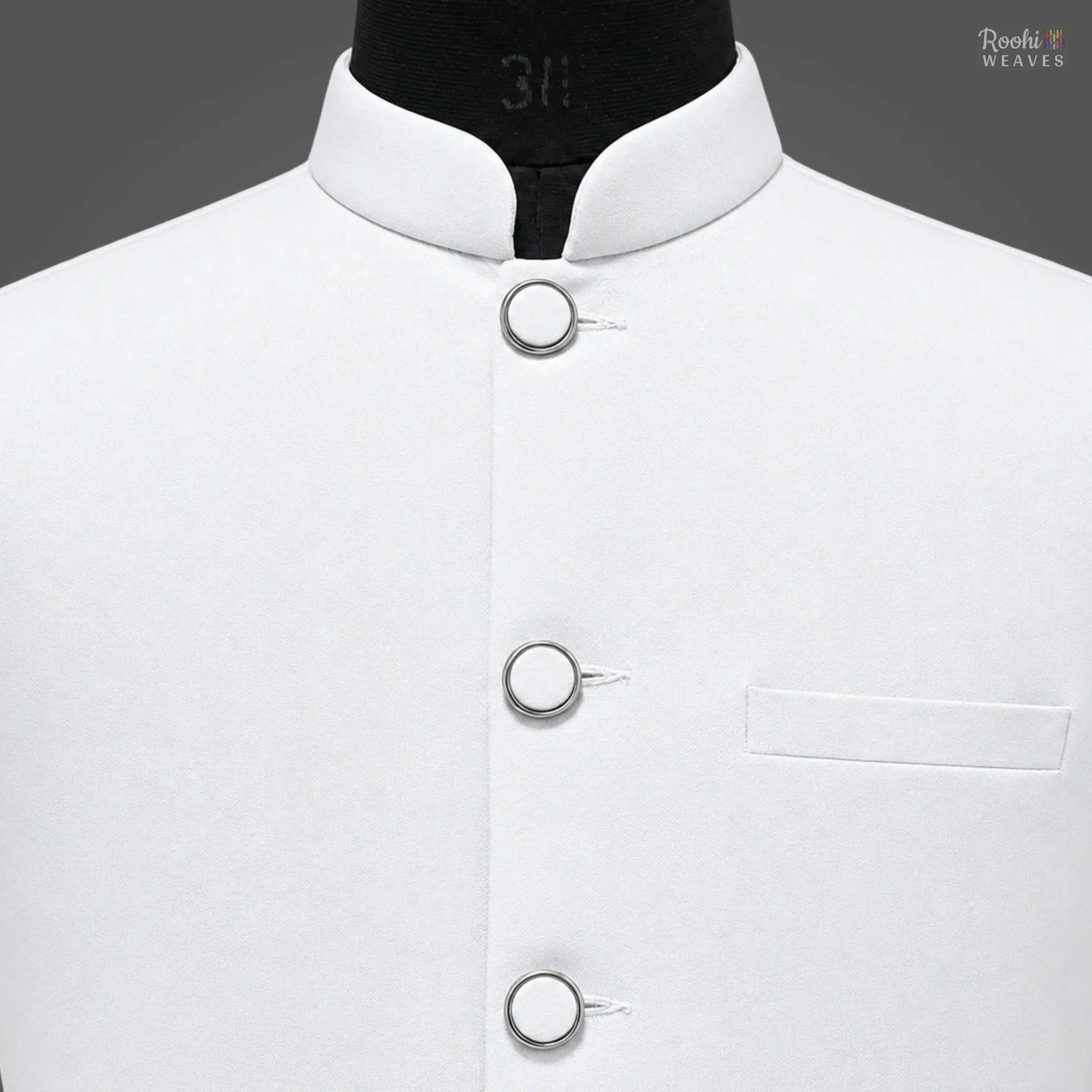 White Premium Nehru Jacket – Classic Modi Jacket - Image 3