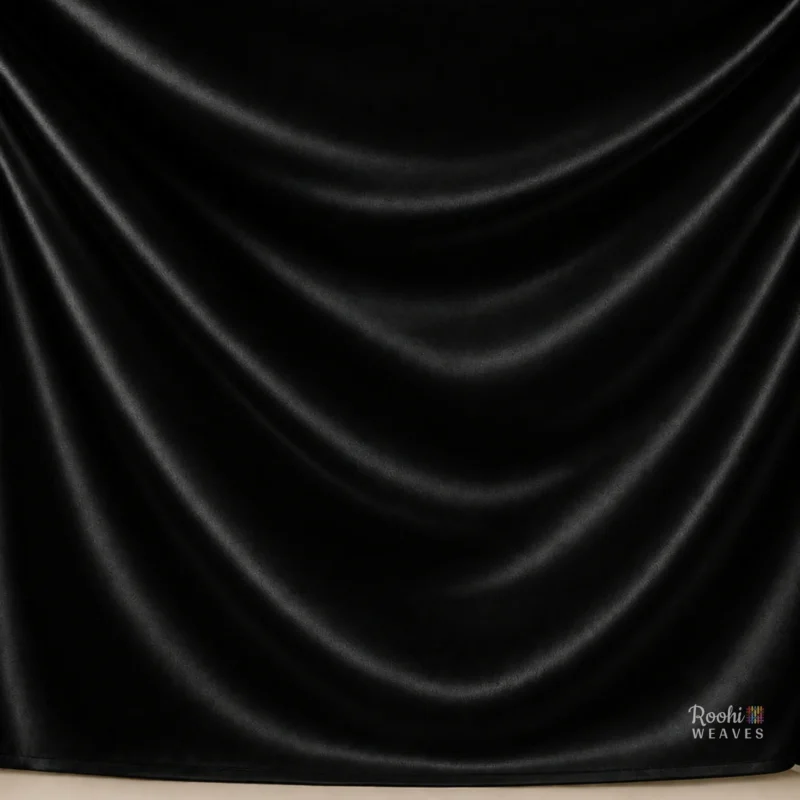 Black Japan Satin Fabric - Roohi Weaves