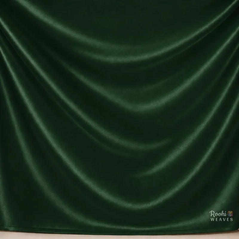 Bottle Green Japan Satin Fabric - Roohi Weaves