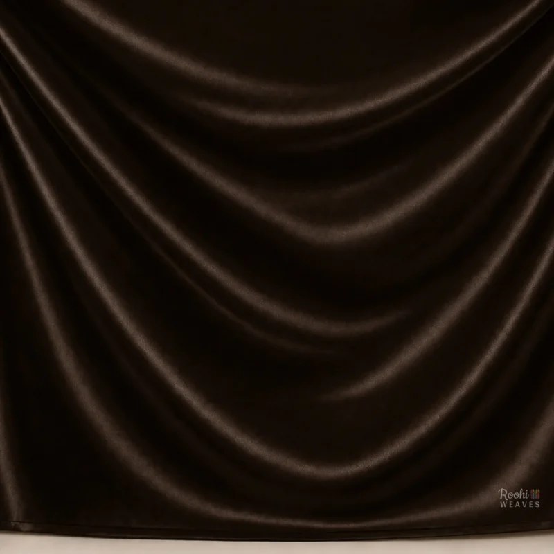 Dark Brown Japan Satin Fabric - Roohi Weaves