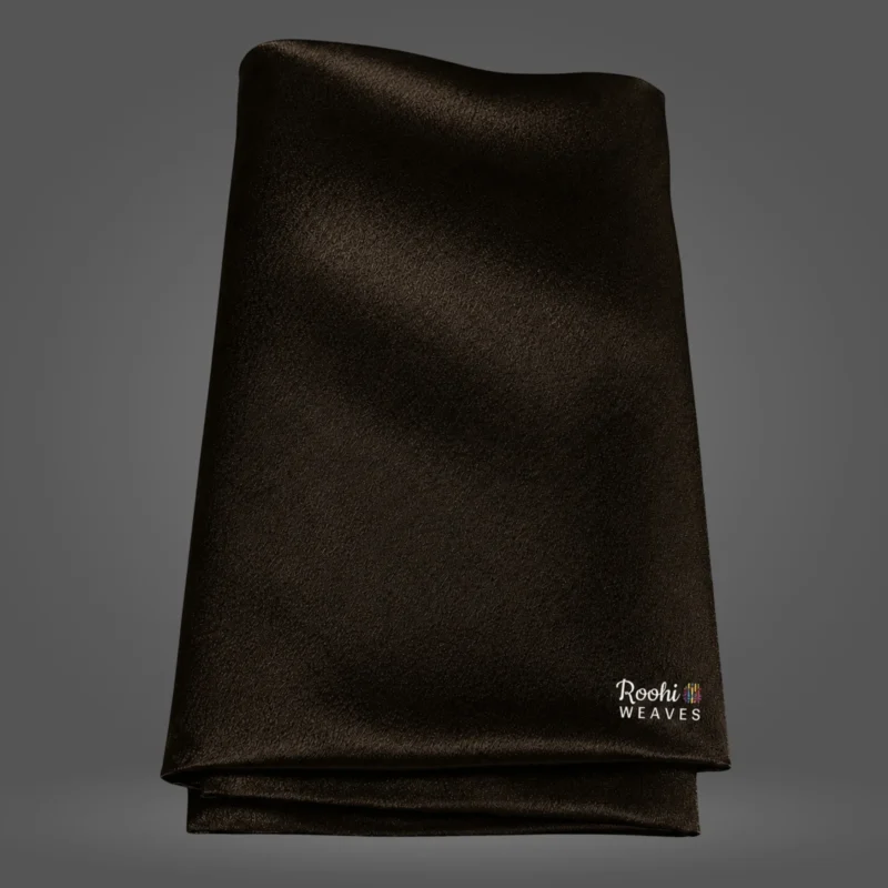 Dark Brown Moss Satin Fabric - Roohi Weaves