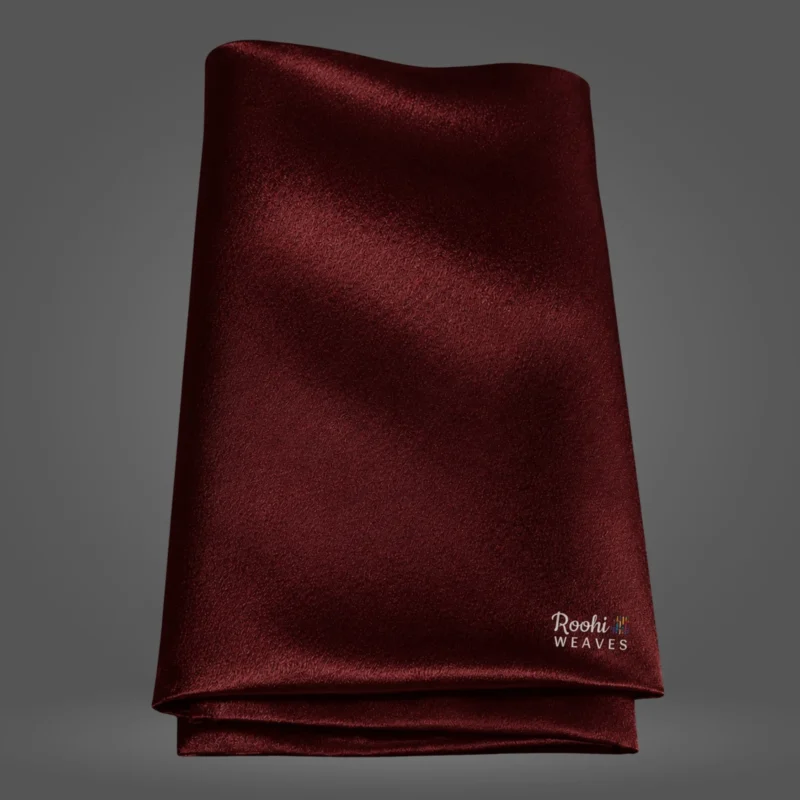 Maroon Moss Satin Fabric - Roohi Weaves