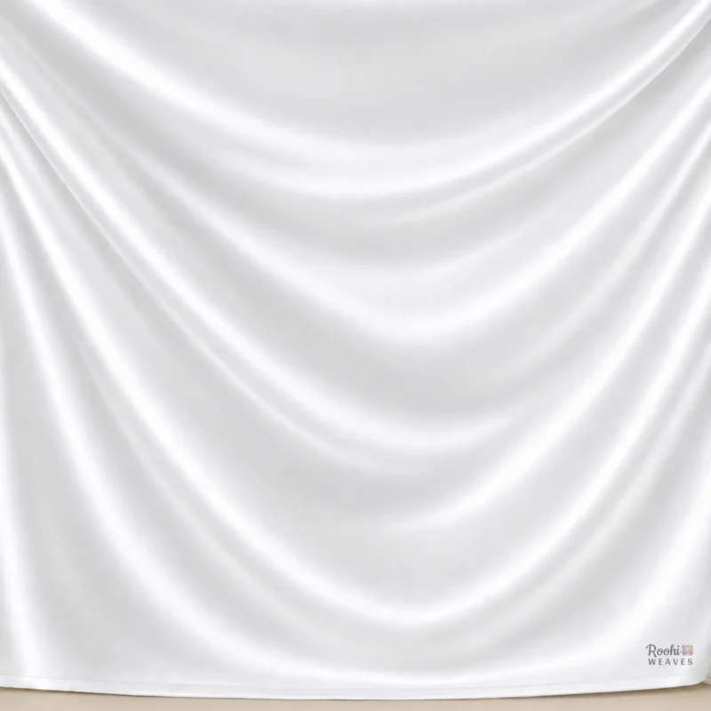 Milky White Japan Satin Fabric - Roohi Weaves