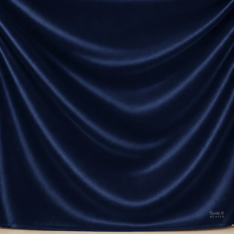 Navy Blue Japan Satin Fabric - Roohi Weaves