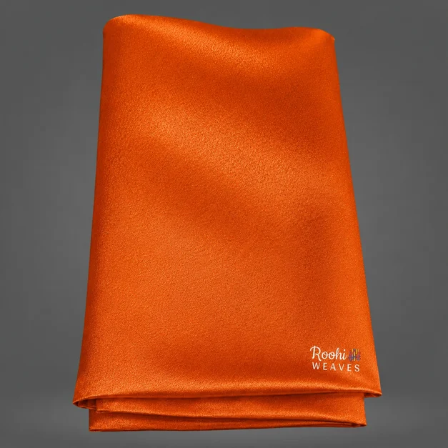 Orange Moss Satin Fabric - Roohi Weaves