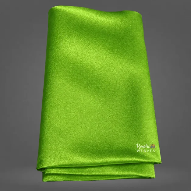 Parrot Green Moss Satin Fabric - Roohi Weaves