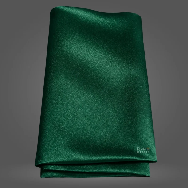 Peacock Green Moss Satin Fabric - Roohi Weaves