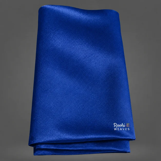 Royal Blue Moss Satin Fabric - Roohi Weaves