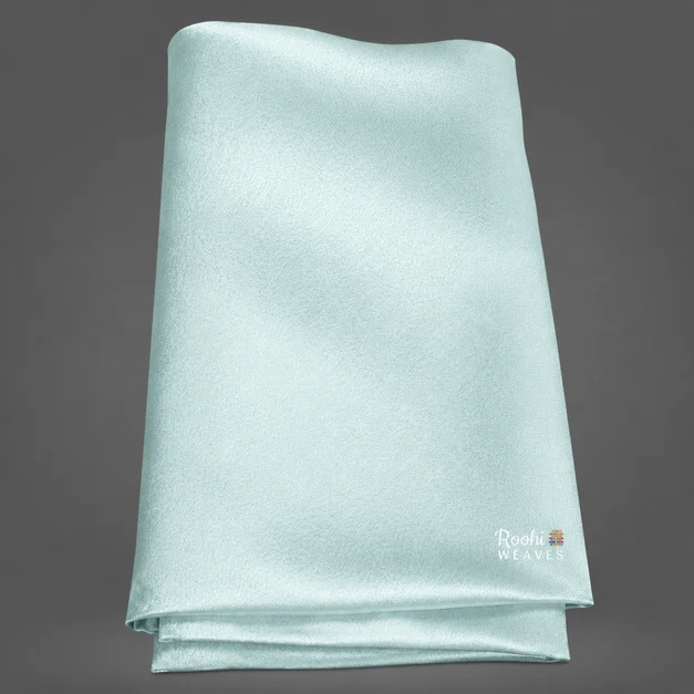 Sea Blue Moss Satin Fabric - Roohi Weaves